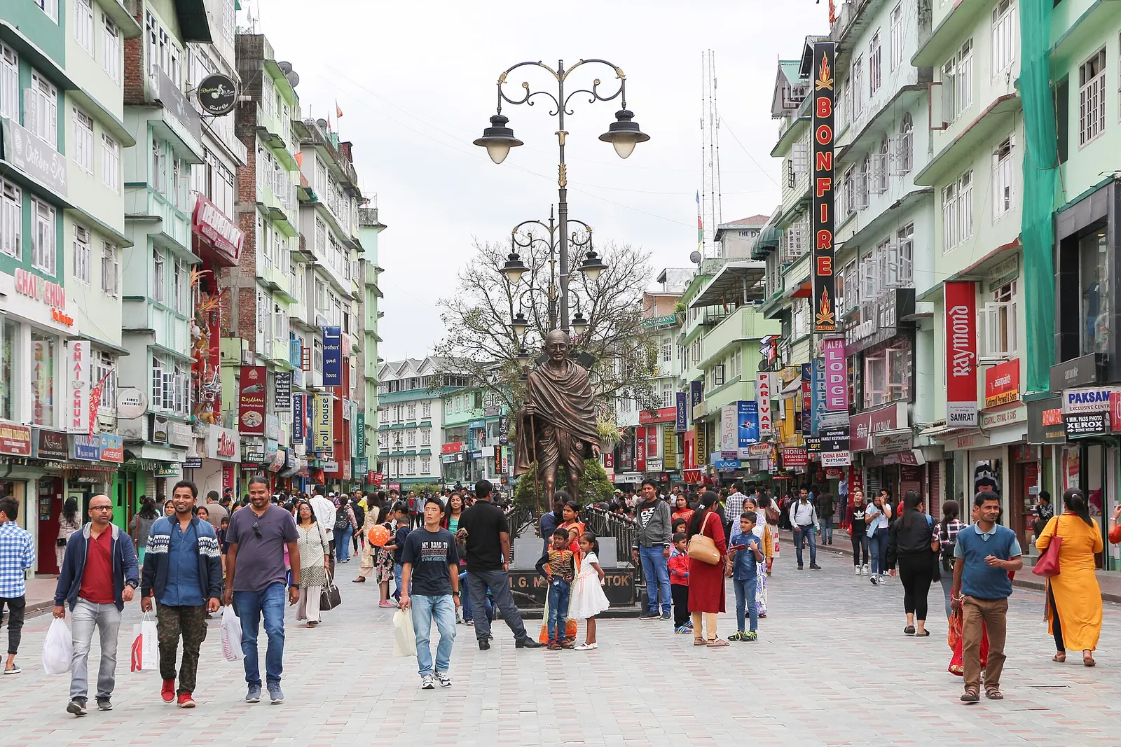 People walking along the pedestrian MG Marg in Gangtok